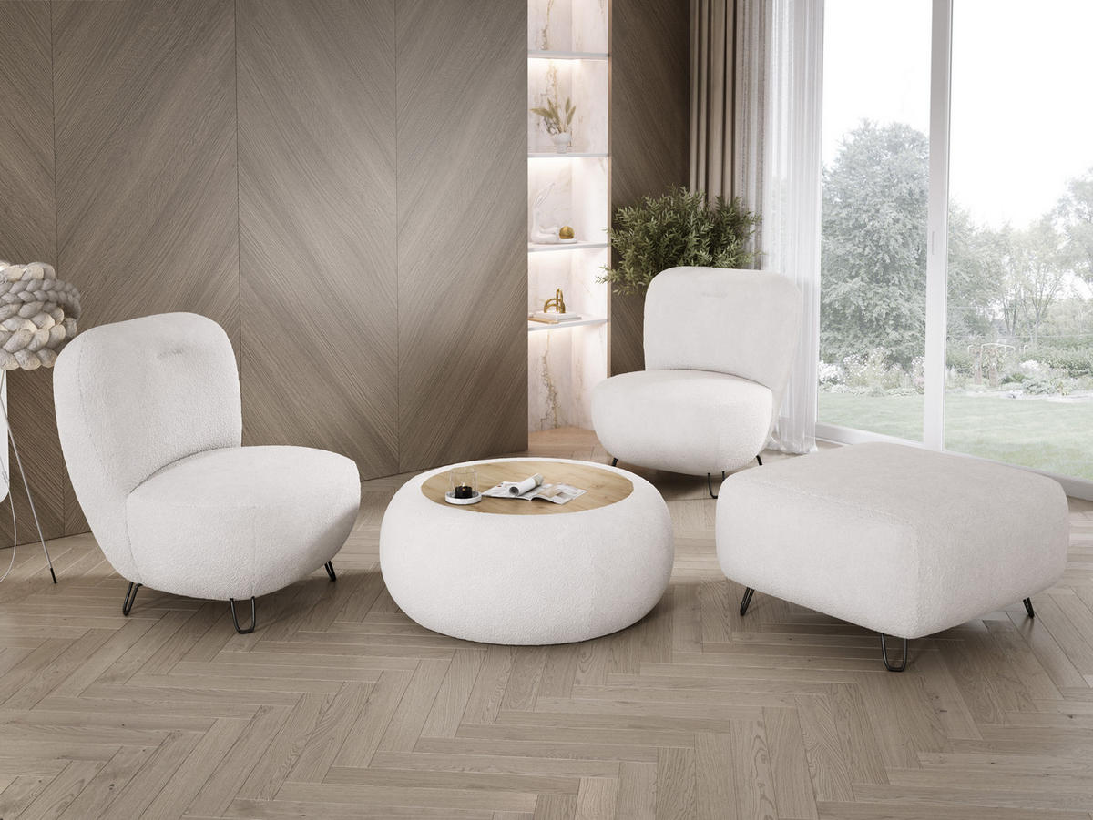 SESSEL LUIS, Skandinavischer Stil – Freistehend, 82×56×82 cm, BEIGE - Beige/Schwarz, Holz/Textil (82/82/66cm) - DomoHome