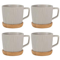 KAFFEETASSE TEETASSE (4er-Set) - Grau, Keramik (8.8/8/36cm) - Intirilife