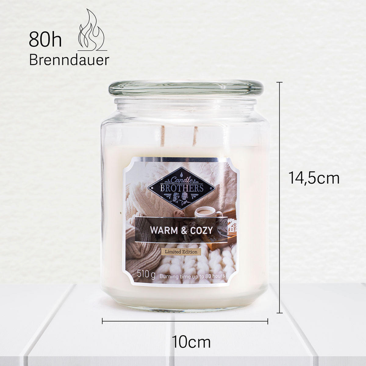 DUFTKERZE CandleBrothers - Weiß, Glas/Naturmaterialen (13cm)