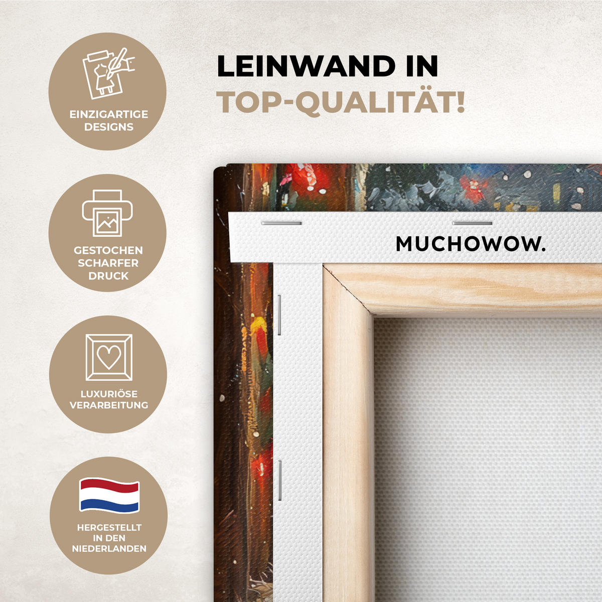 LEINWANDBILD Katze - Weihnachten - Winter - Tier 20x20 cm - Bernsteinfarben, Textil (20/20cm) - MuchoWow