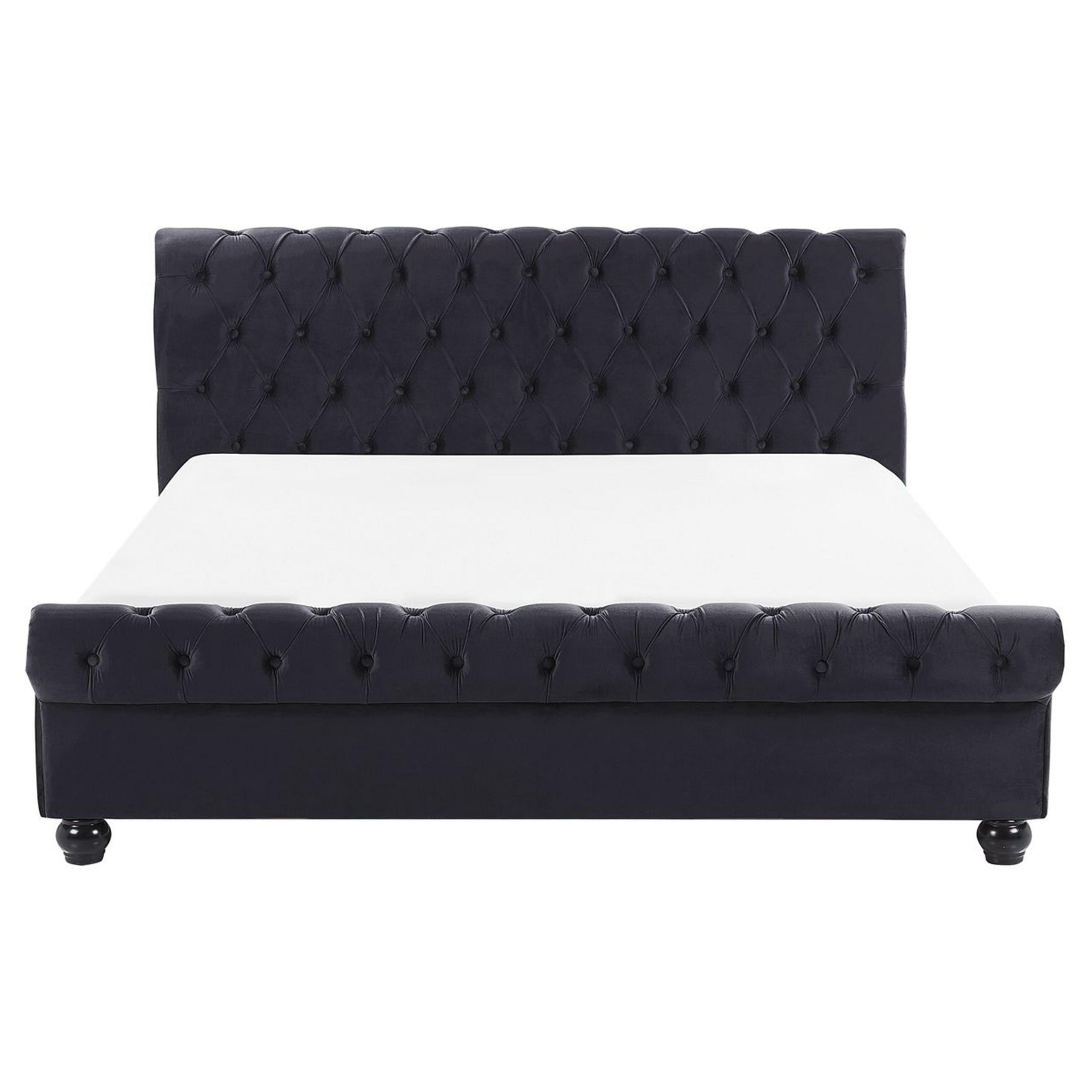 BETT 160/200cm Schwarz Avallon - Schwarz, Textil (160/200cm) - Beliani