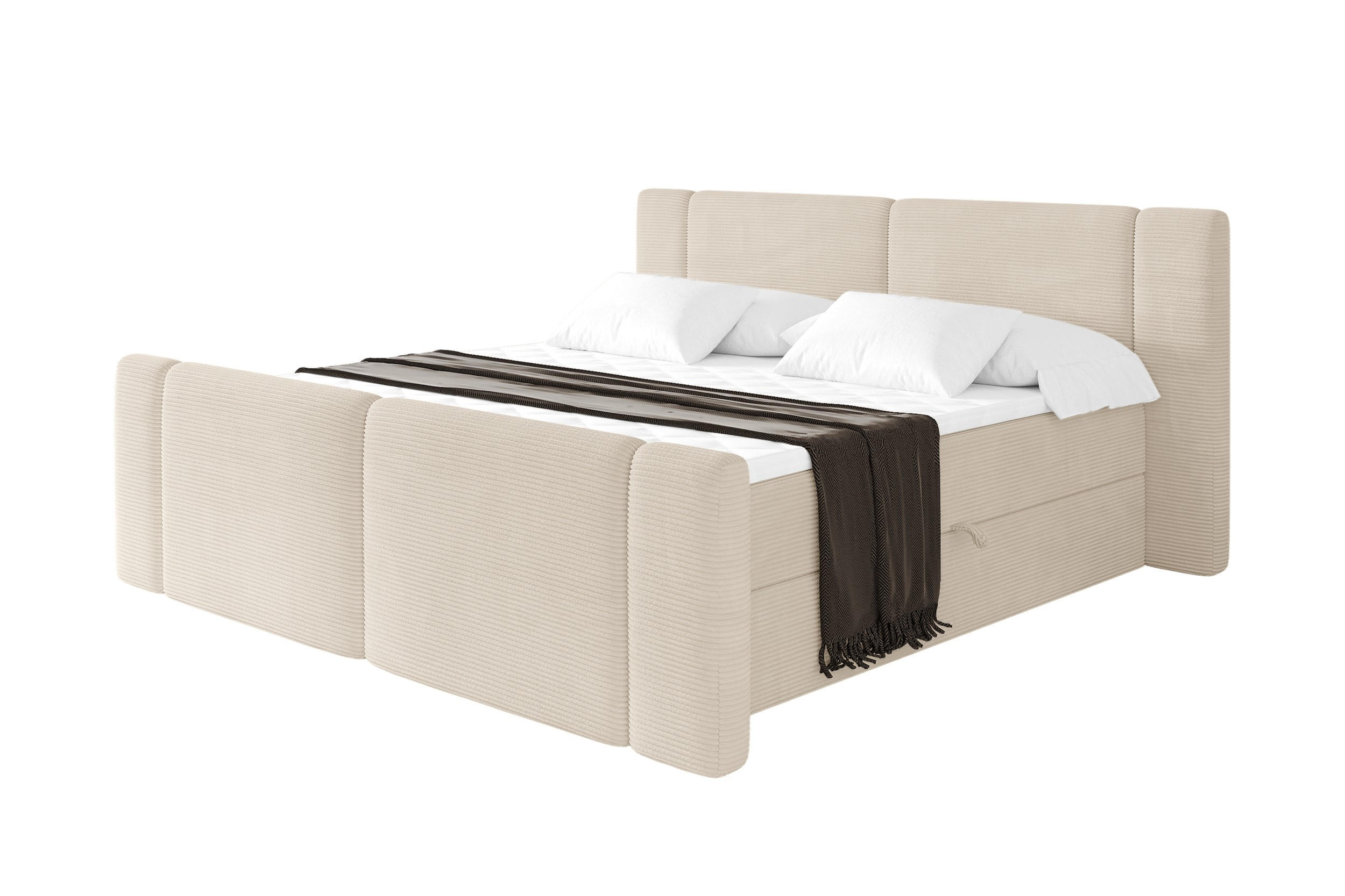 BOXBETT mit Matratze H3 - EVON Zanozek - 160x200 cm Beige - Ecru, Holzwerkstoff (160/200cm) - ALTDECOR