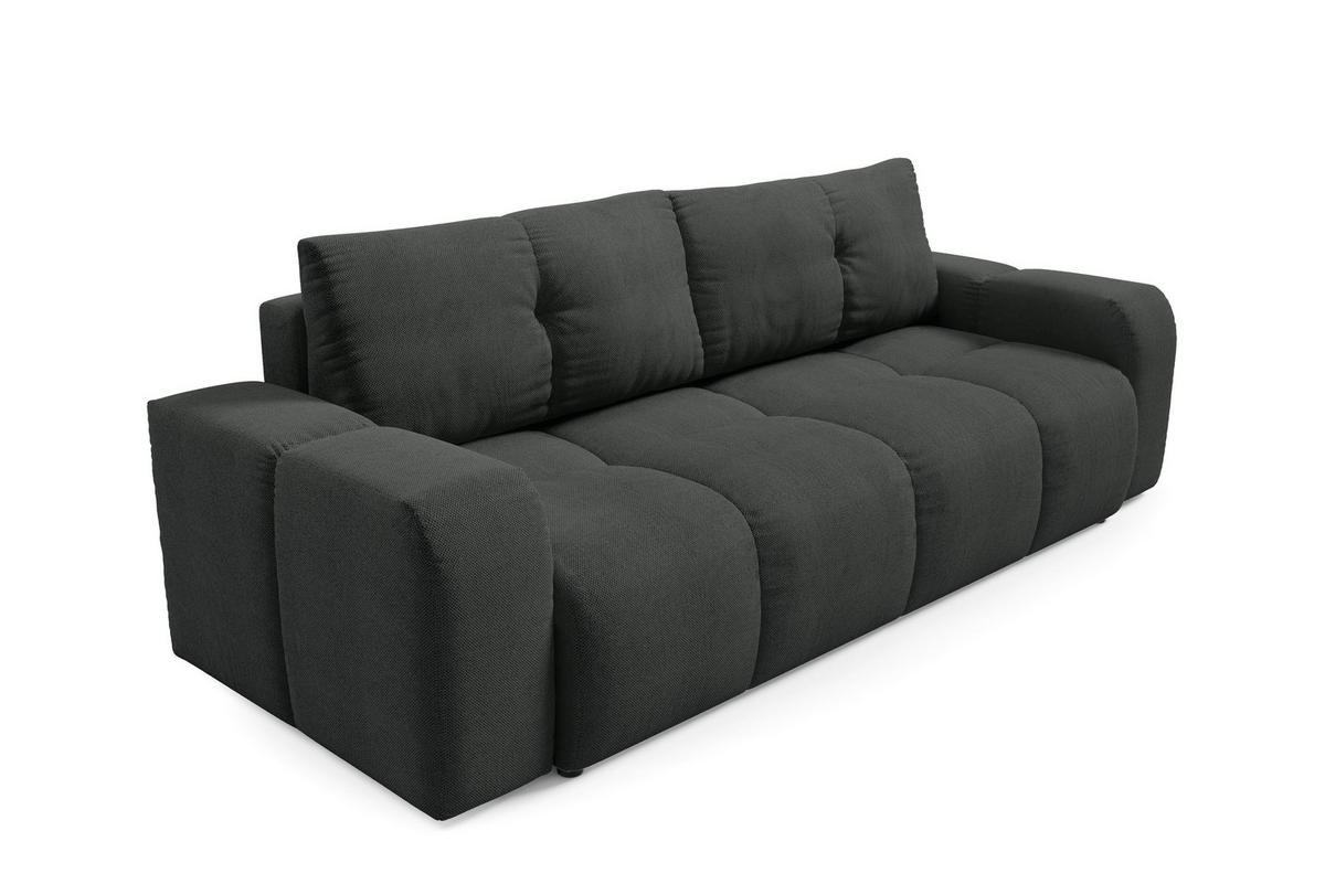 BETTSOFA DUCA Graphitfarben Jersey- Stoff mit Schlaffunktion - Graphitfarben, Holz (259/90/99cm) - MASSENO