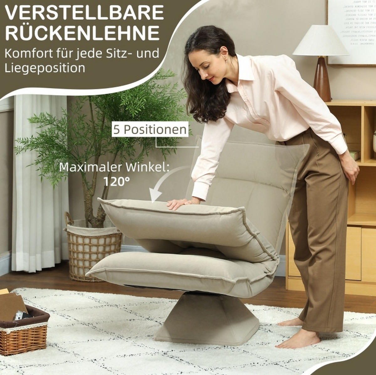 BODENSTUHL drehbar verstellbar Polyester Beige - Beige, Kunststoff (62/95/70cm) - Beauniv