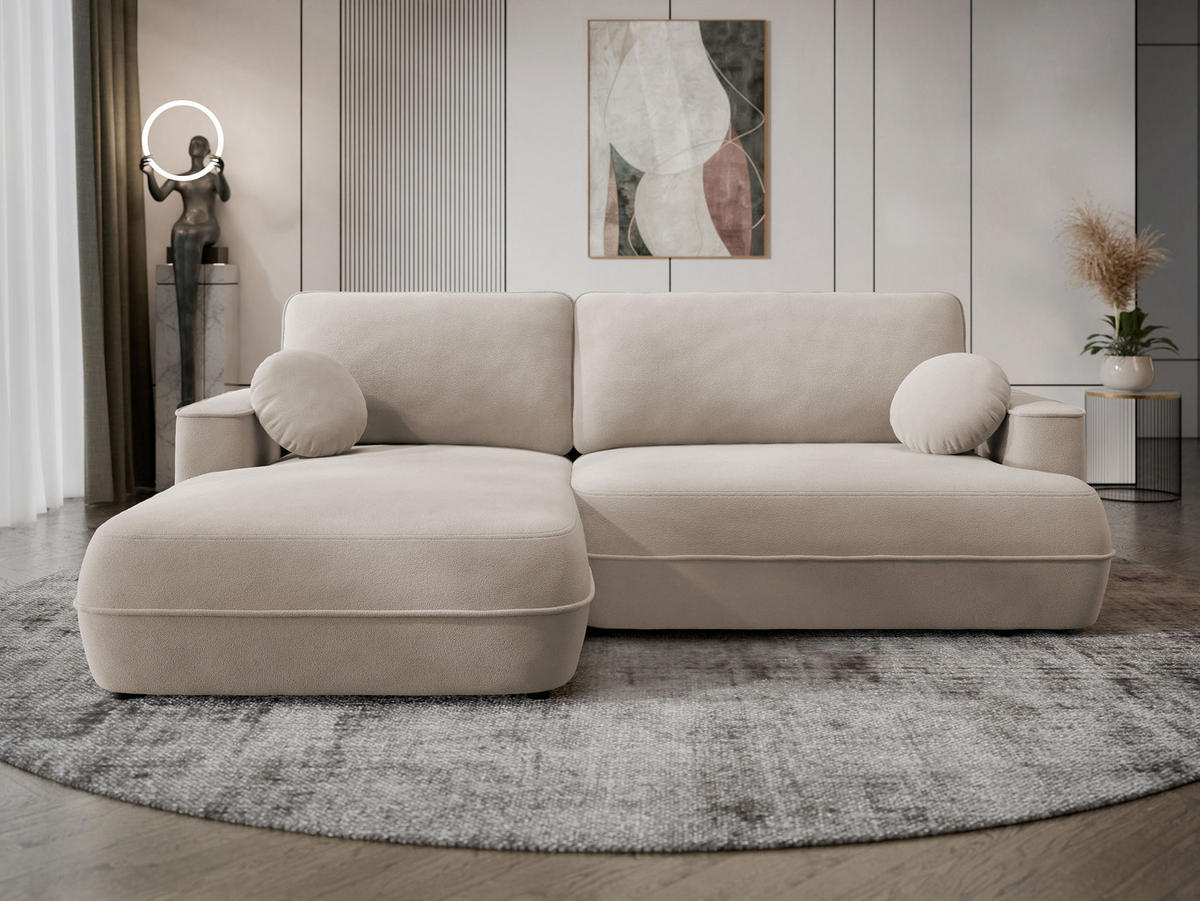 ECKSOFA Fuego L, Seite: Links - Creme/Schwarz, Holz/Kunststoff (260/168cm) - MIRJAN24