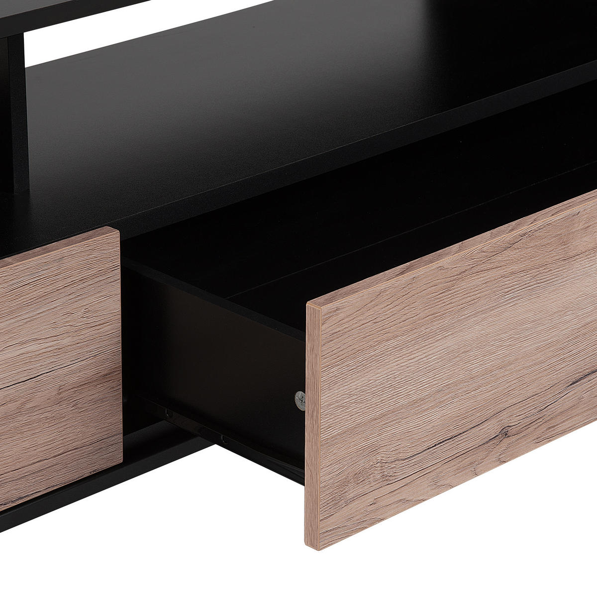 TV-MÖBEL Schwarz, Hellbraun SYDNEY 42/150/52 cm - Schwarz, Holzwerkstoff (150/52/42cm) - Beliani