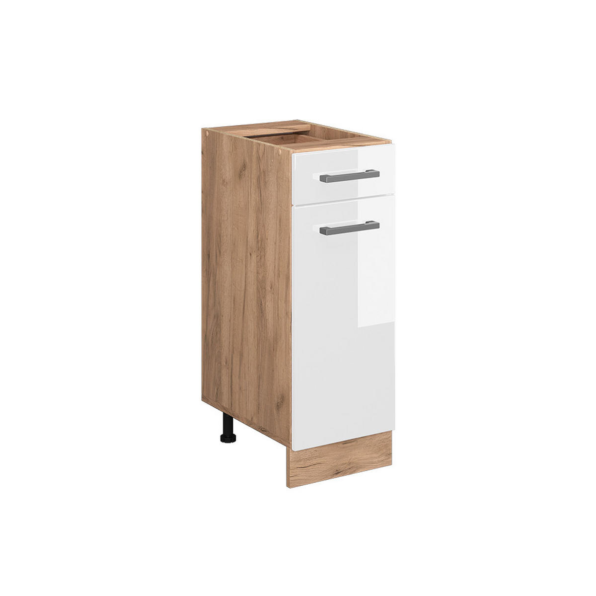 KÜCHENUNTERSCHRANK R-Line Weiß Hochglanz 30 cm ohne AP - Honigeiche/Weiß Hochglanz, Holzwerkstoff (30/81.6/46cm) - Vicco