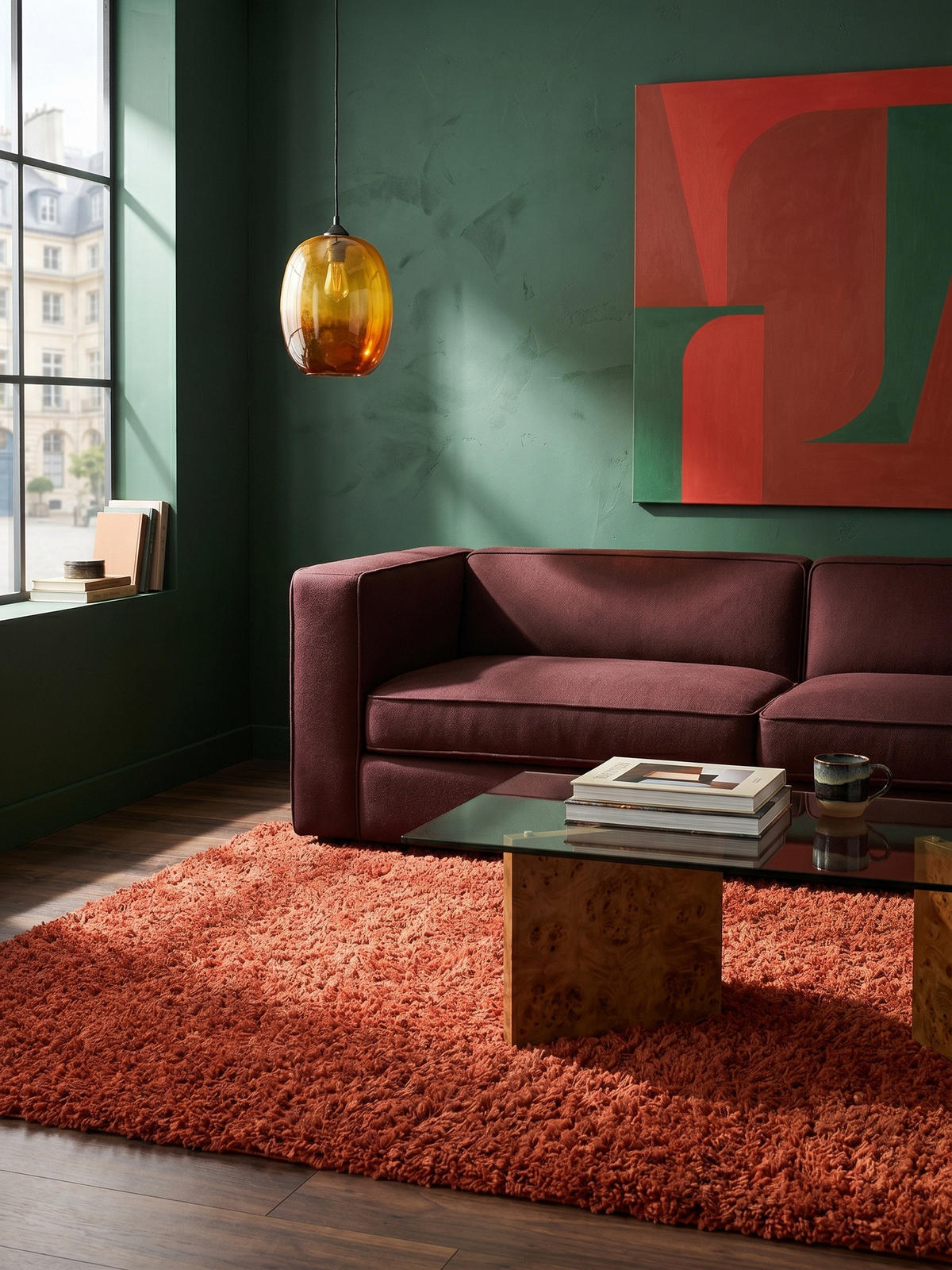 TEPPICH Hochflor Unifarben Polypropylen Wohnzimmer Shaggy Terrakotta Rechteckig 300x400 - Orange, Textil (400/300cm) - KADIMA DESIGN