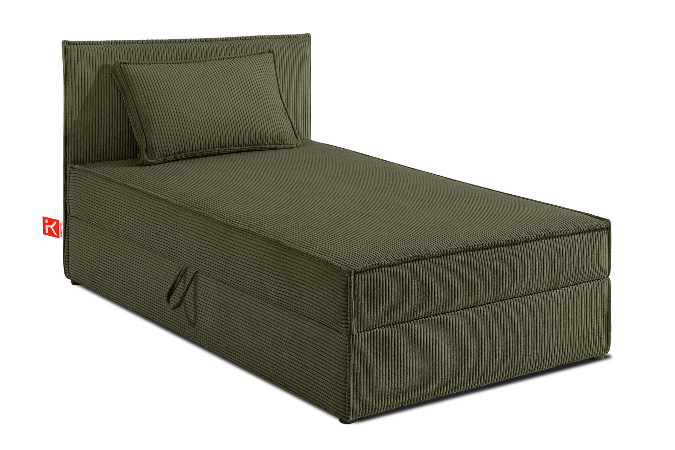 BOXSPRINGBETT ROTI Einzelbett, oliv - Schwarz/Olivgrün, Holz/Holzwerkstoff (80/200cm) - KONSIMO®