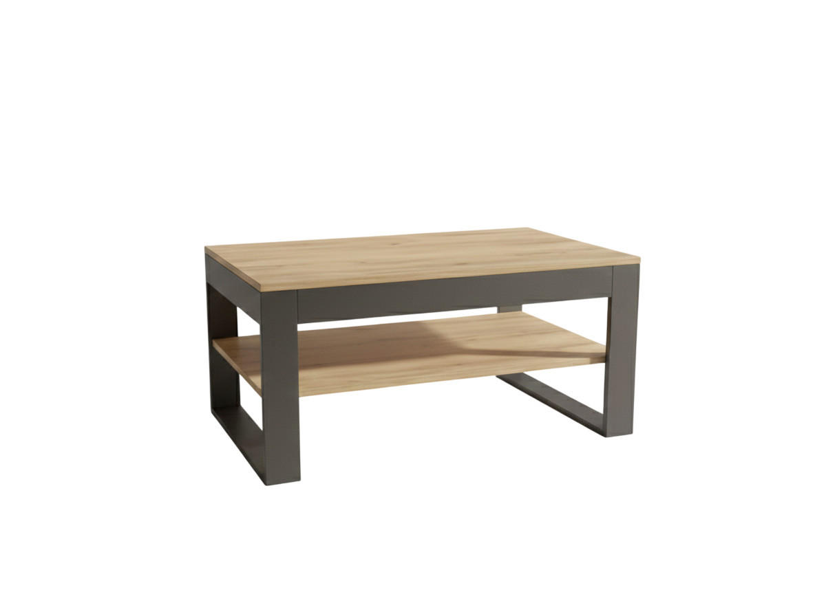 COUCHTISCH rechteckig Eiche Gold Schwarz matt 90/60/50 cm - Eichefarben/Schwarz, Holzwerkstoff (60/90/50cm) - designimpex