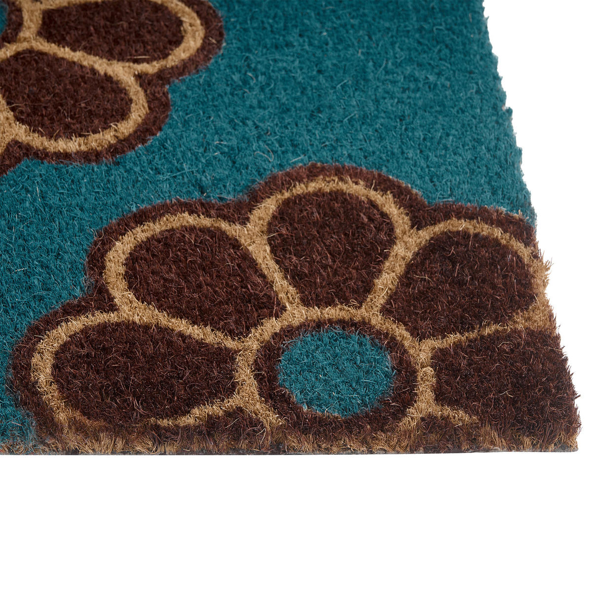 FUSSMATTE Blau 40/60 cm Blume Kokosfasern Kulik - Blau, Textil (40/60cm) - Beliani
