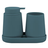 BAD-ACCESSOIRES-SET TESERO 3tlg., Soft-Touch, blau - Blau, Kunststoff (8.5/12/9cm) - eluno