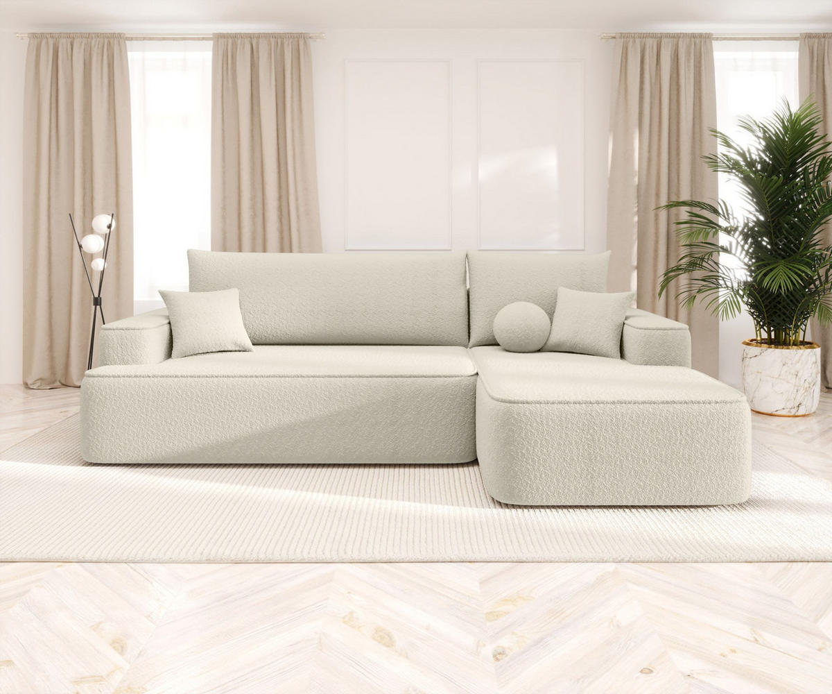 ECKSOFA mit Schlaffunktion FIGO Quelle 03 Rechts - Beige, Textil (250/150cm) - Bedante