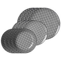 TELLER-SET Takeo Leaves schwarz-weiß 12-tlg. - Schwarz/Weiß, Keramik (2/2/2cm) - Ritzenhoff Breker