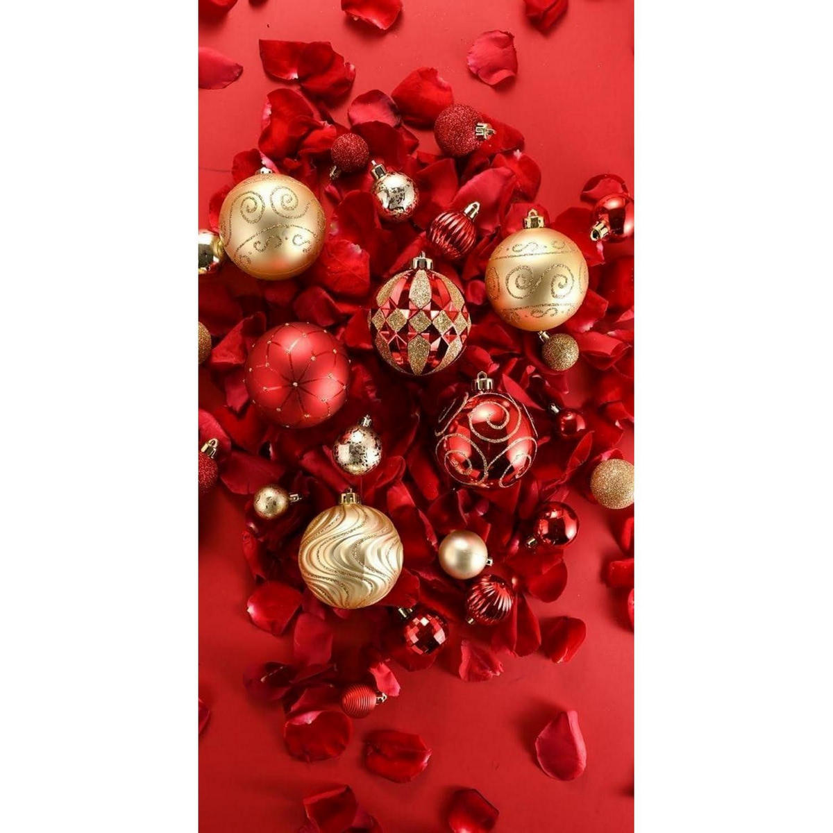 WEIHNACHTSKUGELN 40-teiliges Set Rot Gold - Multicolor, Kunststoff (8/8/8cm)