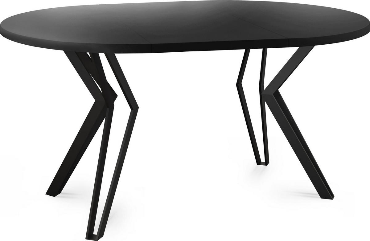 ESSTISCH Revena runder ausziehbarer, Schwarz 120-200/120/76 cm - Schwarz, Holzwerkstoff/Metall (120/120/76cm) - WFL GROUP