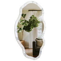 SPIEGEL 90x45 cm asymmetrisch mit Druck - Marmorästhetik - Transparent, Glas (45/90/0.4cm) - TULUP