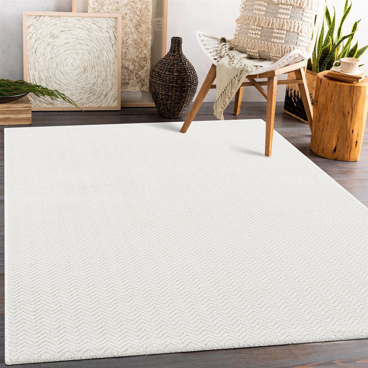 KURZFLOR-TEPPICH Fancy 805 Weiss 120x160 cm - Weiß, Textil (120/160cm) - carpet city