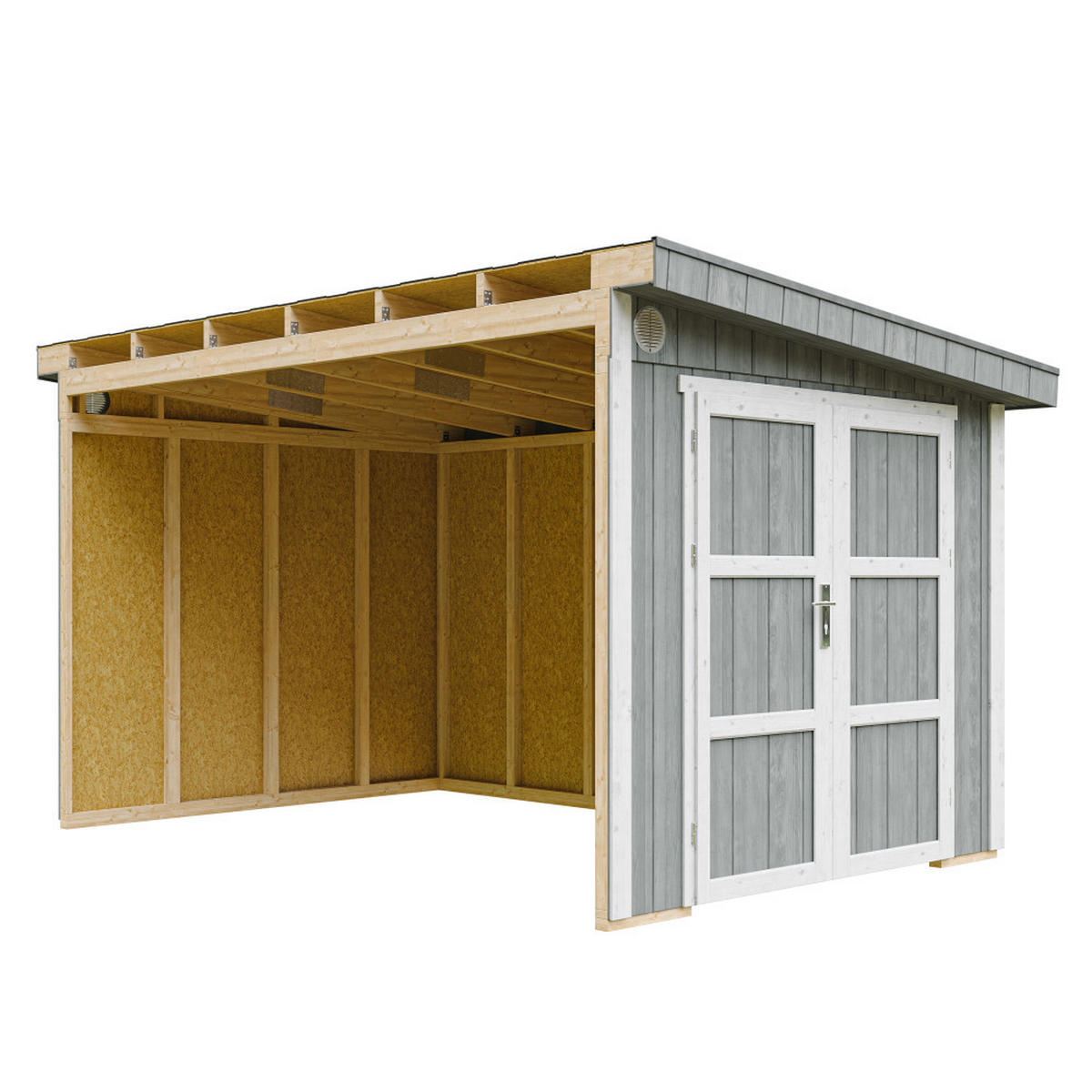 GARTENHAUS 8,68 m² - H231x248x412 cm - Ohne Boden und Seitenwand – M939B-CAVERN STEEL - Dunkelgrau, Holz (236/231/368cm) - Timbela