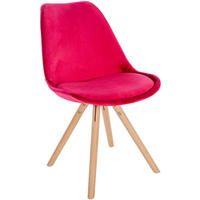 STUHL Samt rot - Eukalyptusholzfarben/Rot, Holz/Textil (48/81/54cm) - CLP