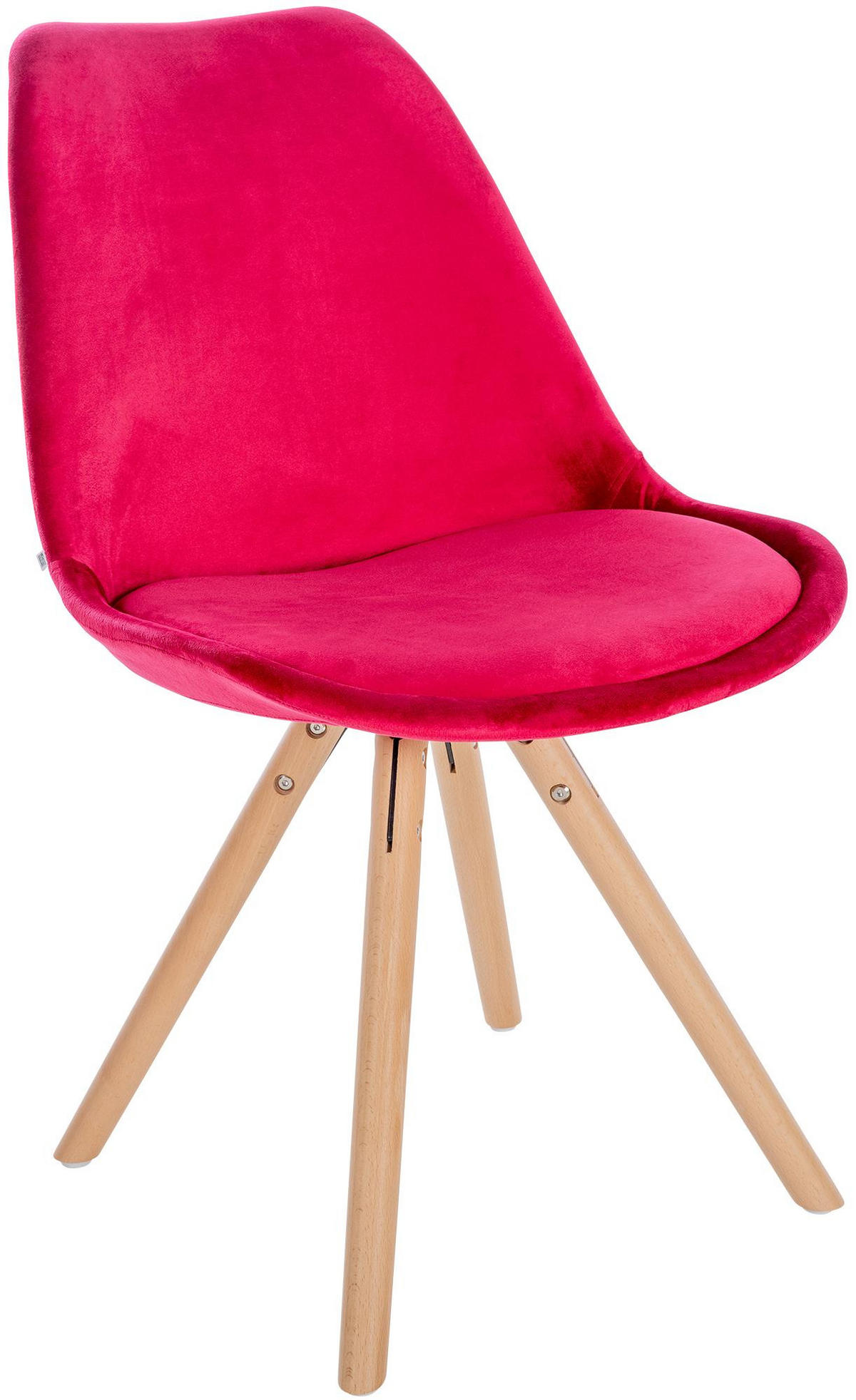 STUHL Samt rot - Eukalyptusholzfarben/Rot, Holz/Textil (48/81/54cm) - CLP
