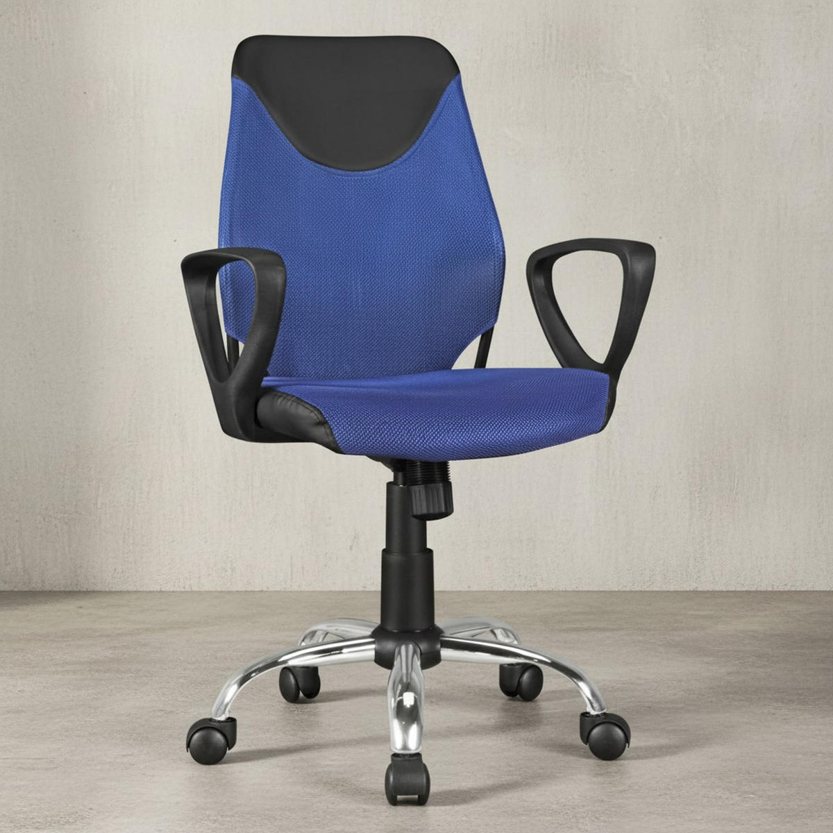 JUGENDDREHSTUHL Nylon Ergonomisch Höhenverstellbar DAVOS, Blau 60x60x101 cm - Blau/Silberfarben, Textil/Metall (60/101/60cm) - KADIMA DESIGN