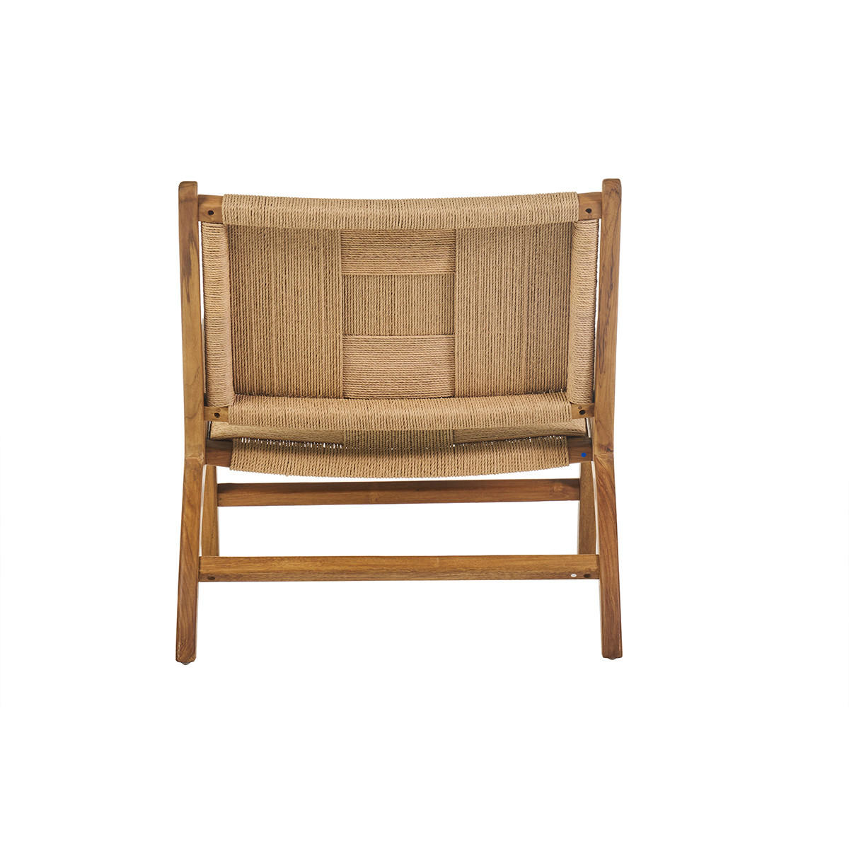 LOUNGESESSEL Massivholz Teak Geflochtenes Seil YARI - Braun, Holz (78/70/64.5cm) - Miliboo