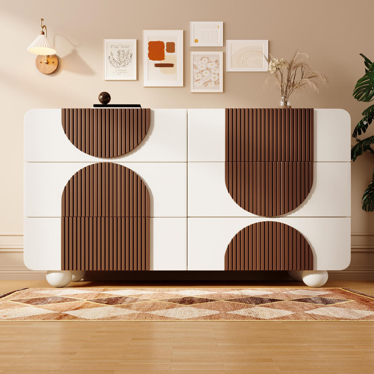 KOMMODE 121x71x41 cm Weiß mit 6 Schubladen - Weiß, Holz (121/71/41cm) - FLIEKS