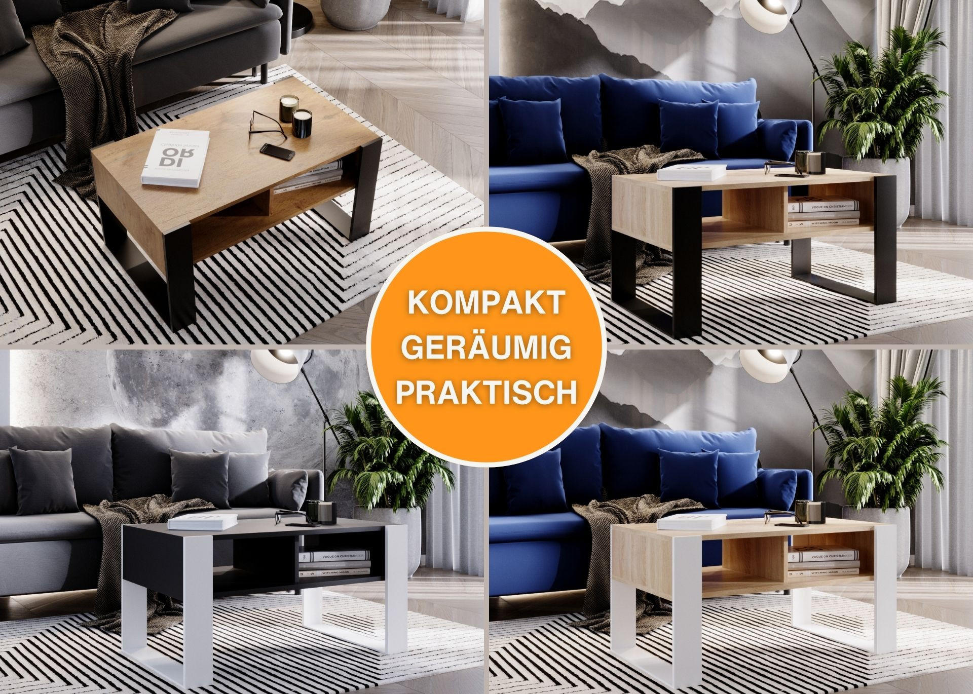 COUCHTISCH Kora92 92/45/53,6 - Weiß/Sonoma Eiche, Holzwerkstoff (54/92/45cm) - RAUMHIRSCH FURNITURE
