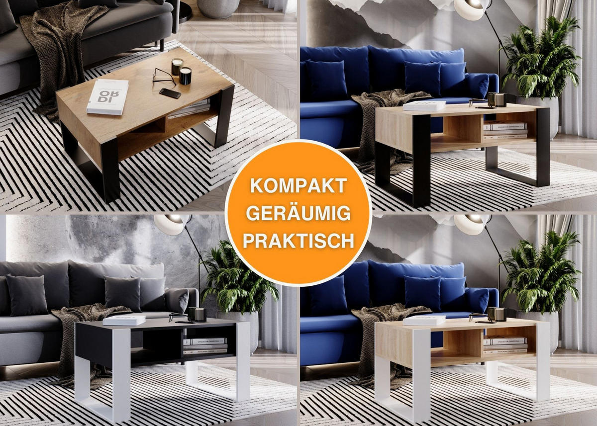 COUCHTISCH Kora92 92/45/53,6 - Weiß/Sonoma Eiche, Holzwerkstoff (54/92/45cm) - RAUMHIRSCH FURNITURE