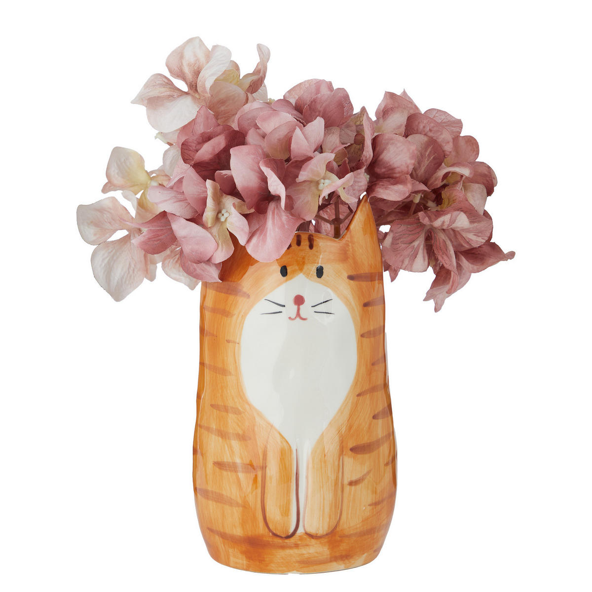 VASE Pablo Katze - Steingut - Beige - Beige/Schwarz, Keramik (20cm) - Butlers