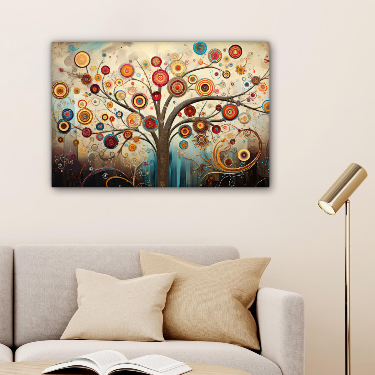 LEINWANDBILD Baum - Baum des Lebens - Farbe Wanddeko 90x60 cm - Braun, Textil (90/60cm) - MuchoWow