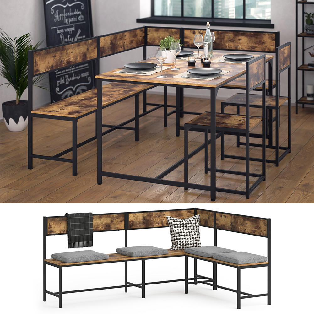 ESSZIMMER-ECKBANK Fyrk Eiche rustikal 195 x 142 cm - Wildeiche/Schwarz, Holzwerkstoff (195/90/142cm) - Vicco