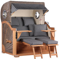 STRANDKORB Baltikum Teak 2,5 Sitzer - Braun/Grau, Holz/Metall (142/170/95cm) - Mr. Deko