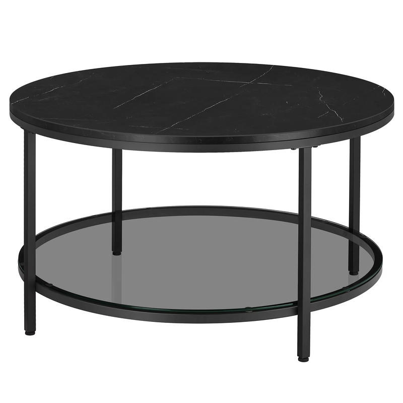 COUCHTISCH mit Glasplatte Modern Wohnzimmer Beistelltisch Sofa - Schwarz, Holz (80/80/46cm) - Kaket