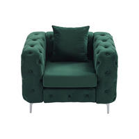 SESSEL mit gerader Rückenlehne - 1 Person - samt - grün Edwina - Grün, Textil/Metall (106/76/91cm) - Vente-Unique