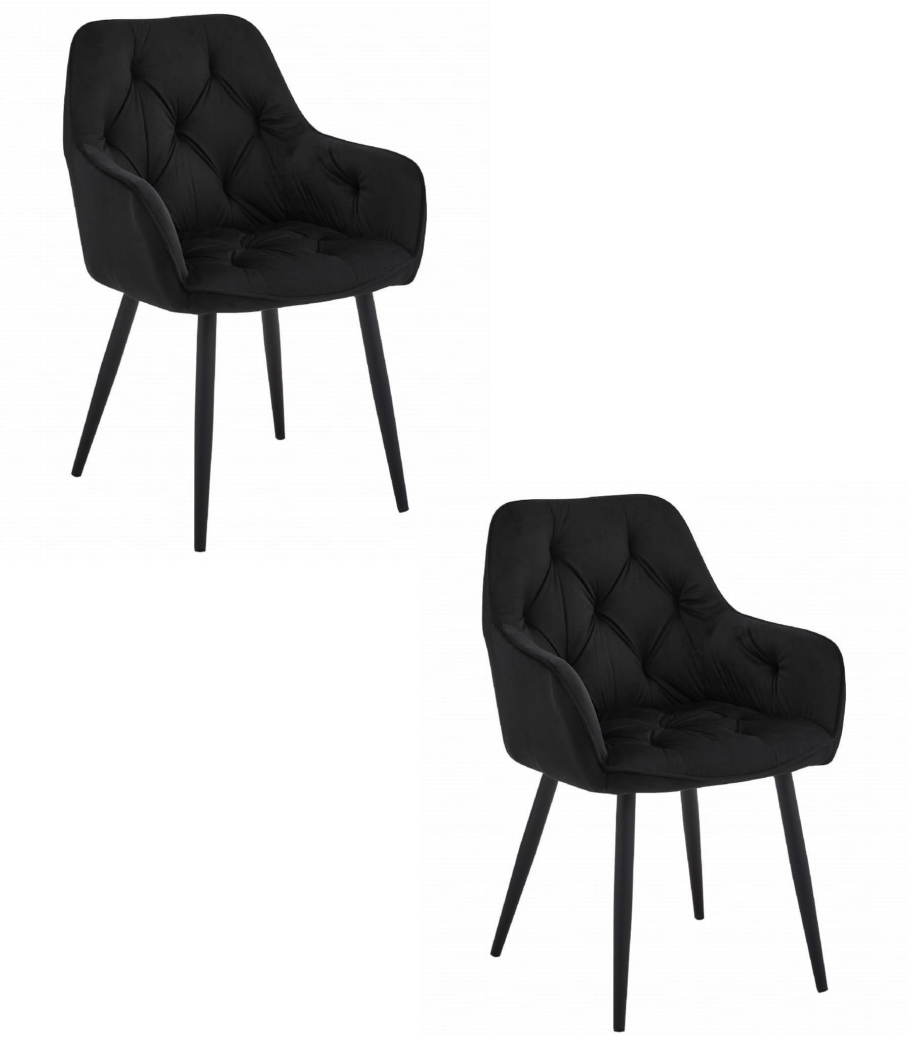 ESSZIMMERSTUHL 2-er Set LUKK schwarzer Sitz, schwarze Beine - Schwarz, Textil (56/83.5/62cm) - Valora