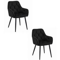 ESSZIMMERSTUHL 2-er Set LUKK schwarzer Sitz, schwarze Beine - Schwarz, Textil (56/83.5/62cm) - Valora