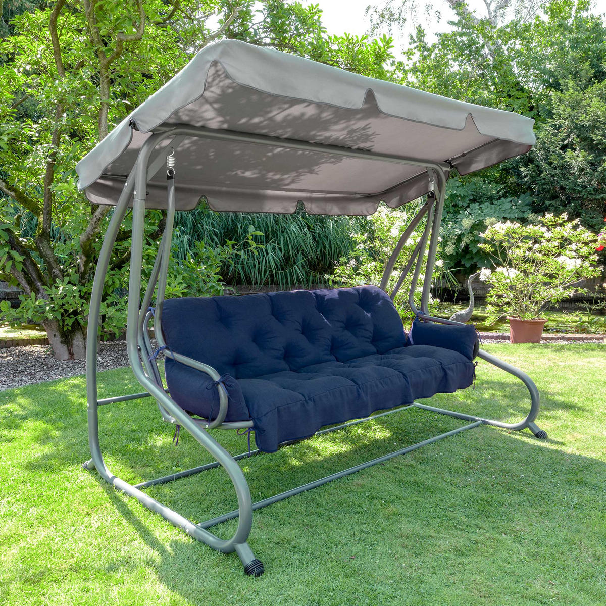 HOLLYWOODSCHAUKELAUFLAGE Flair HS 180/50/8cm Dunkelblau - Dunkelblau, Textil (50/8/180cm) - Beautissu 