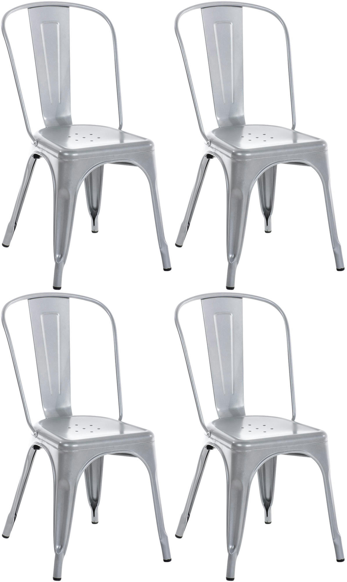 Besucherstuhl 4er Set Metall silber - Silberfarben, Metall (44/89/48cm) - CLP