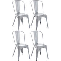 BESUCHERSTUHL 4er Set Metall silber - Silberfarben, Metall (44/89/48cm) - CLP