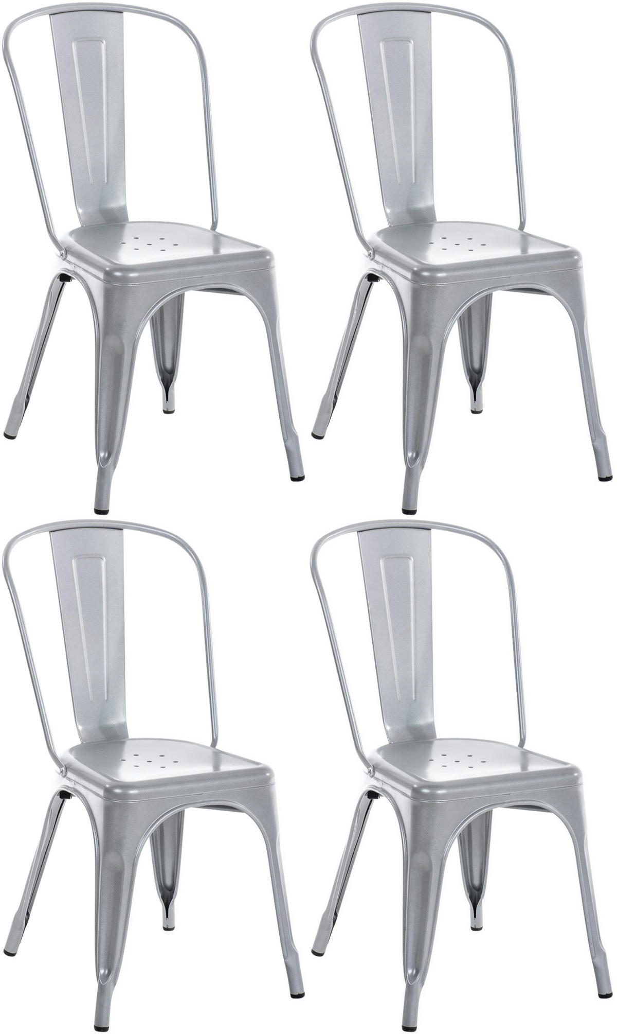 BESUCHERSTUHL 4er Set Metall silber - Silberfarben, Metall (44/89/48cm) - CLP