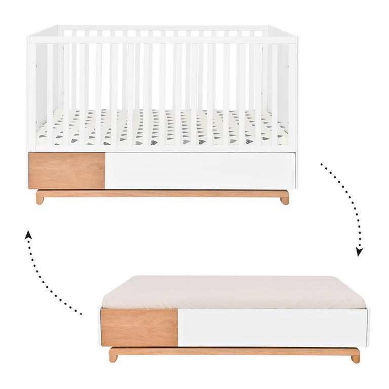 GITTERBETT 70/140 Weiß und Holz - Weiß, Holzwerkstoff (70/140cm) - Petits-meubles