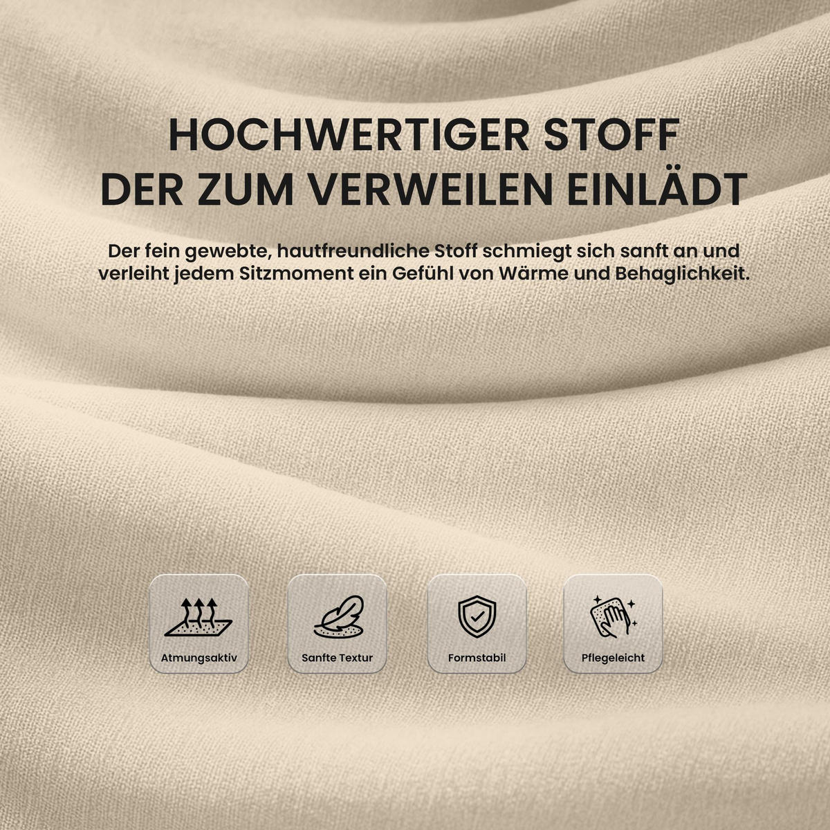 BARHOCKER Stoff Creme - Creme/Schwarz, Textil/Metall (44/98/49cm) - CLP