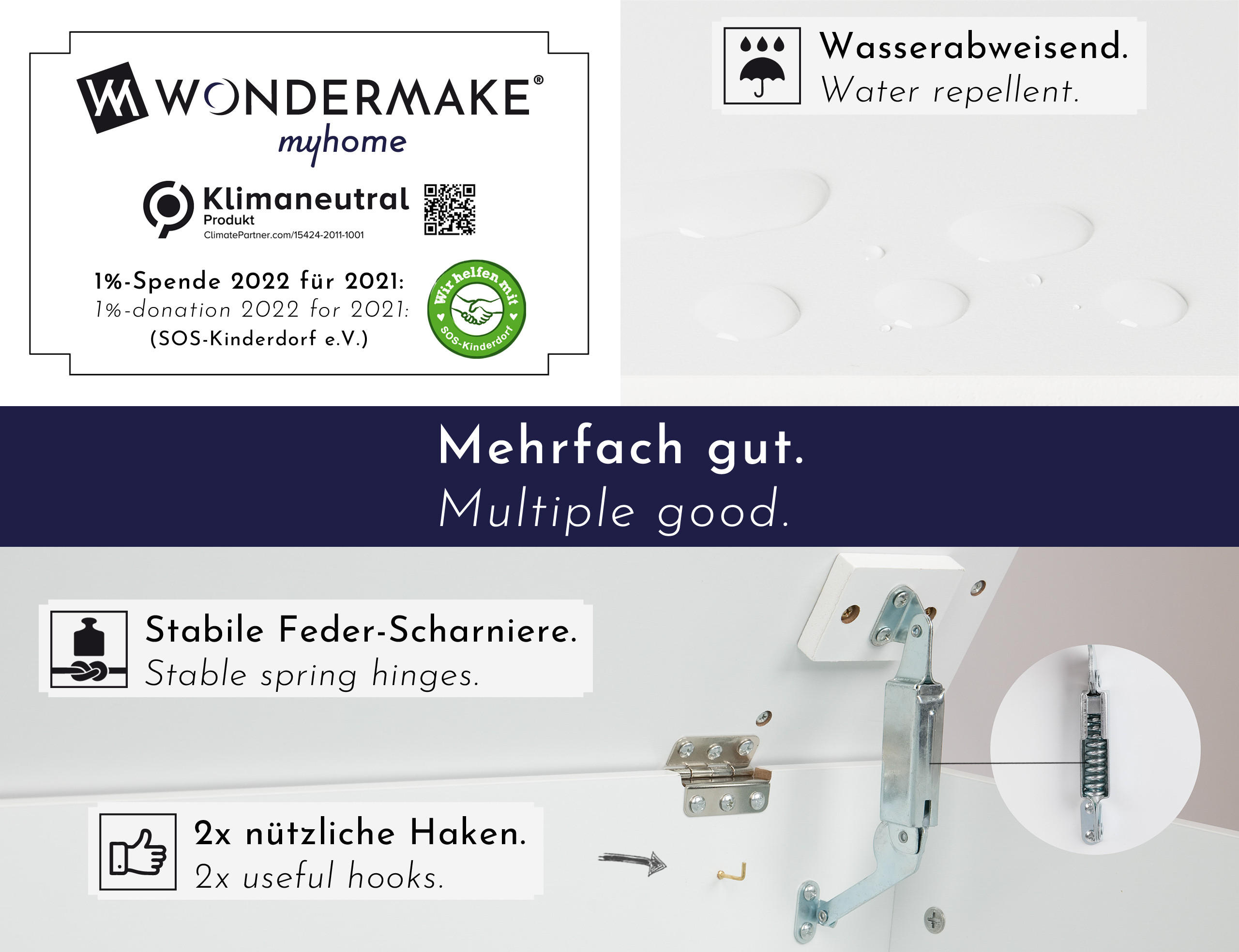 SPIELZEUGTRUHE mit Deckel aus Holz, für Spielzeug & Wäsche - Weiß, Holz (73.5/51.5cm) - WONDERMAKE