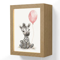 WANDLEUCHTE Zebra - Baby - Tiere - Rosa Luftballon 15x20 cm - Weiß, Holzwerkstoff (15/20/8cm) - OnlyWow