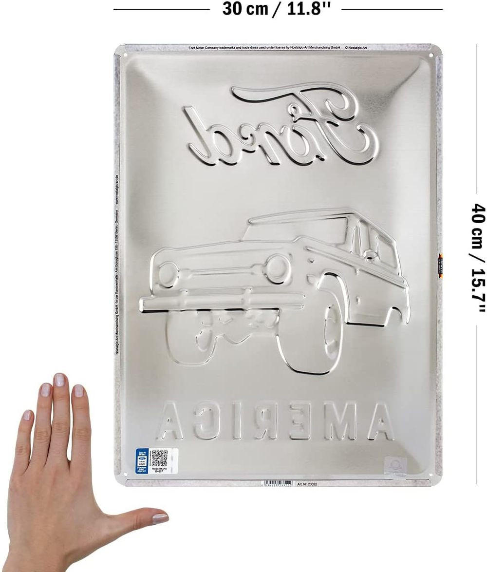 BLECHSCHILD 30/40 cm Ford Bronco Pride of America - Multicolor, Metall (30/40/0.2cm) - Nostalgic-Art