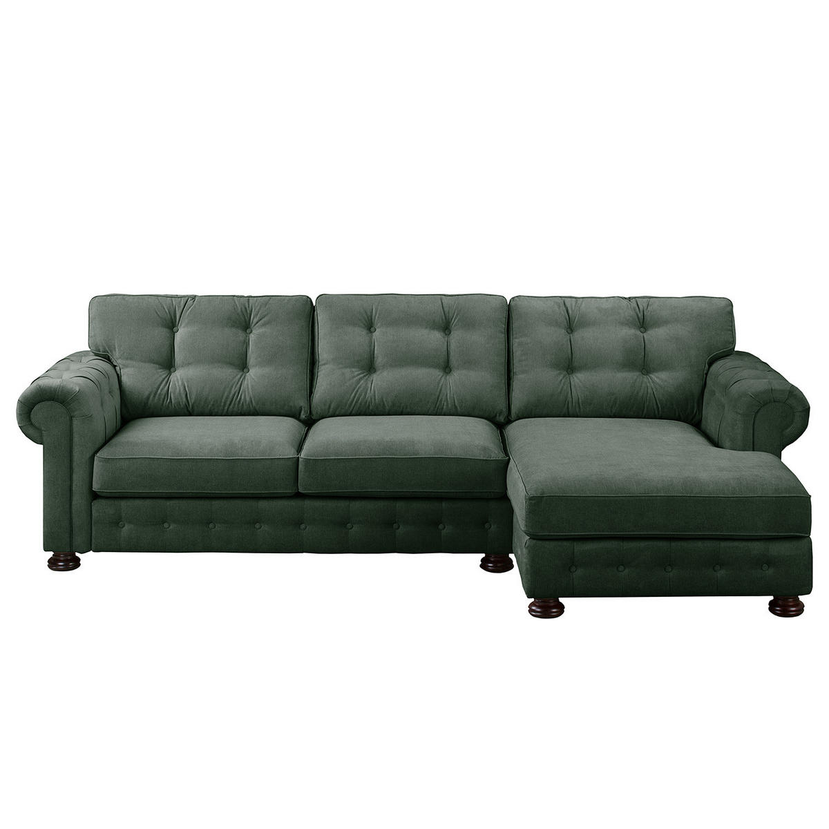ECKSOFA mit Longchair - Microfaser - Olivgrün, Textil (302/166cm) - home24
