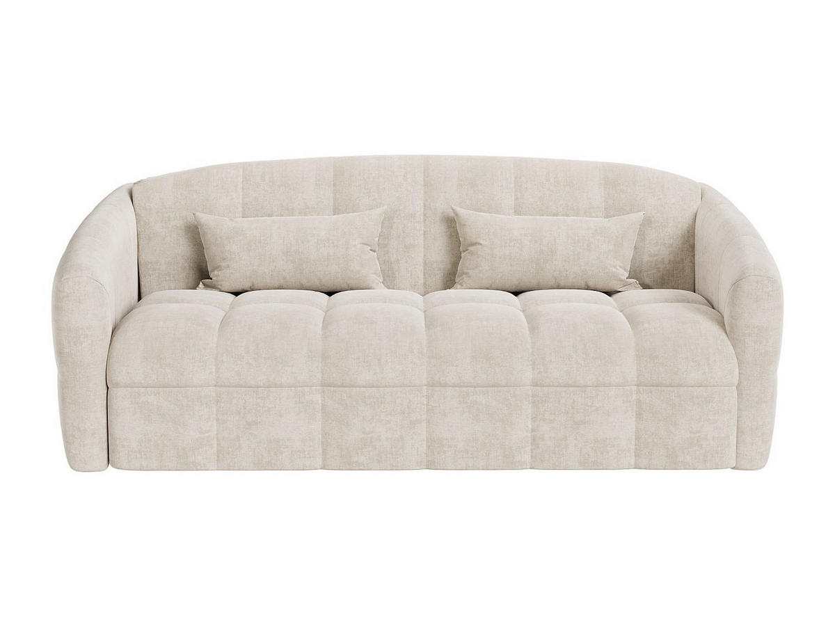 SOFA 3-Sitzer mit Schlaffunktion - Samt - Beige - Liegefläche 140 cm + Matratze 13 cm mit Memory-Schaum - RETUNA - Beige, Textil (200/90/208cm) - Vente-Unique