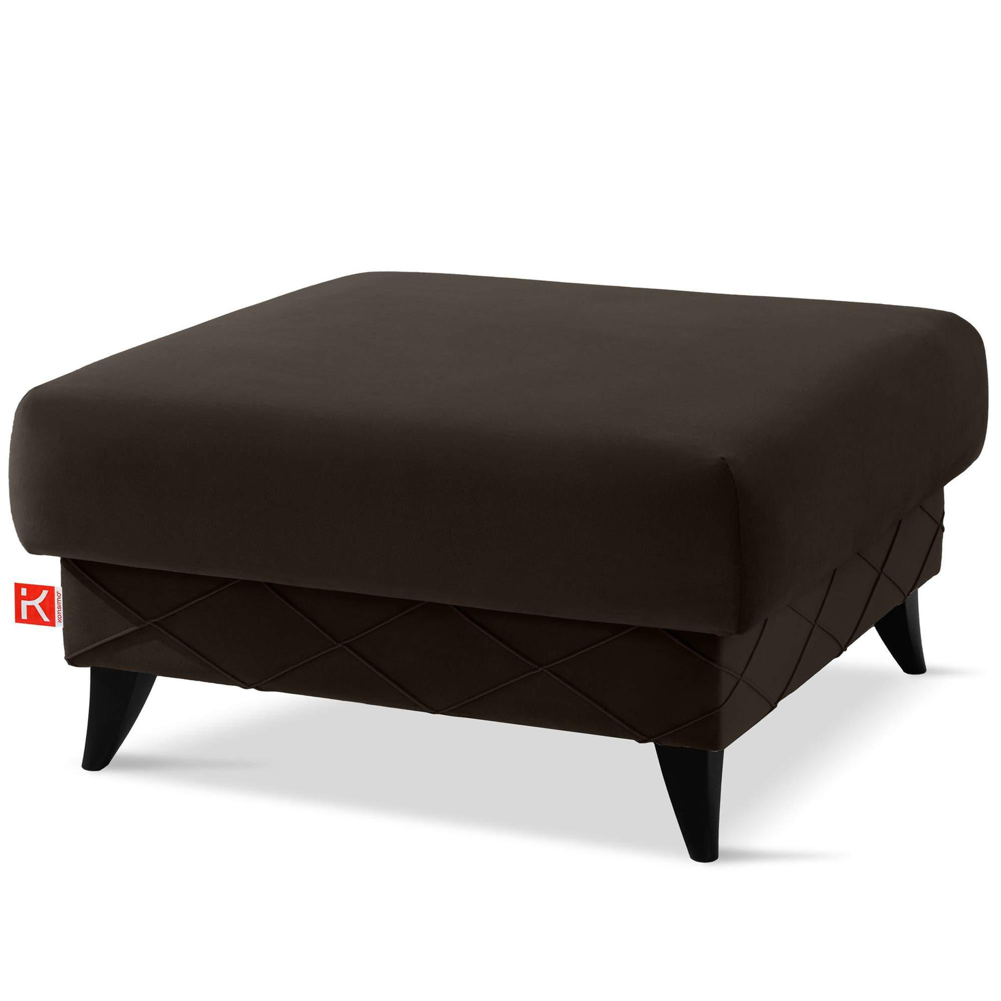 POUF GUSTAVO III Velours, Braun - Braun, Holz/Holzwerkstoff (92/49/92cm) - KONSIMO®